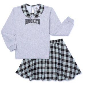 Pink Velvet Girls Long Sleeve Top and Skirt Set, Size 5-6 MSRP $33